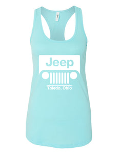 White Jeep Toledo Logo Women's Racerback Tank