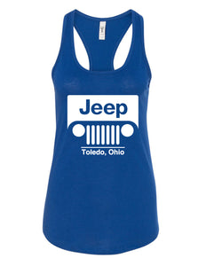 White Jeep Toledo Logo Women's Racerback Tank