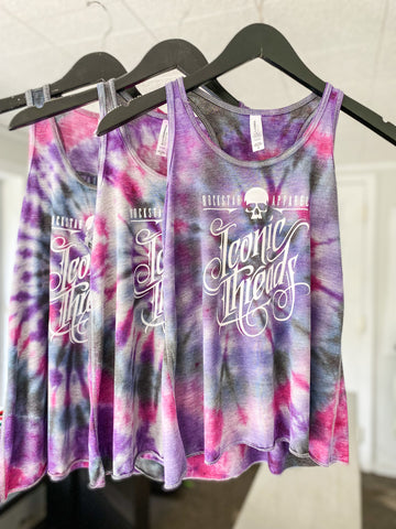 Iconic Threads Logo Purple Tie Dyed Youth Tank
